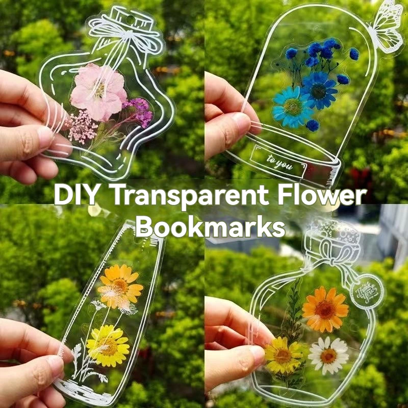 64PCS Bookmark Making Kit, Transparent Flower Bookmarks, Handmade Dried Flower Bookmark Kit for School, DIY Bookmark set