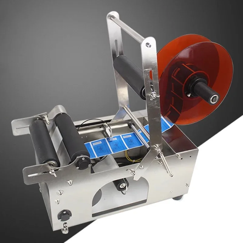 MT-50/MT-50C Máquina de rotulagem de garrafas redondas semiautomática, máquina de rotulagem de aço inoxidável, etiqueta autoadesiva, garrafa de plástico