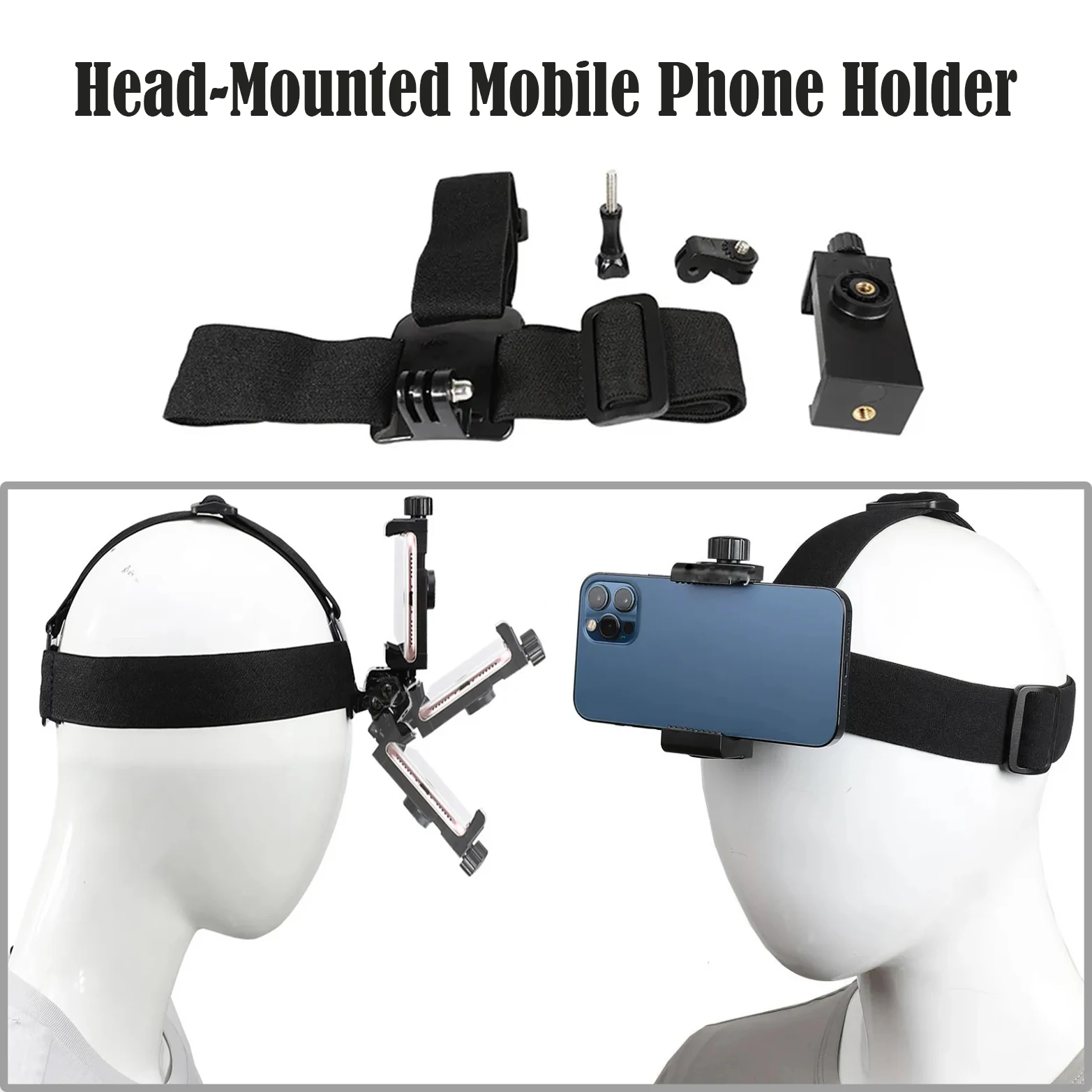 Head-Mounted smartphone Holder First-Person Video Outdoor Live Bracket for iPhone 15 14 13 Pro Max GoPro 12 11 10 9 DJI Action 4