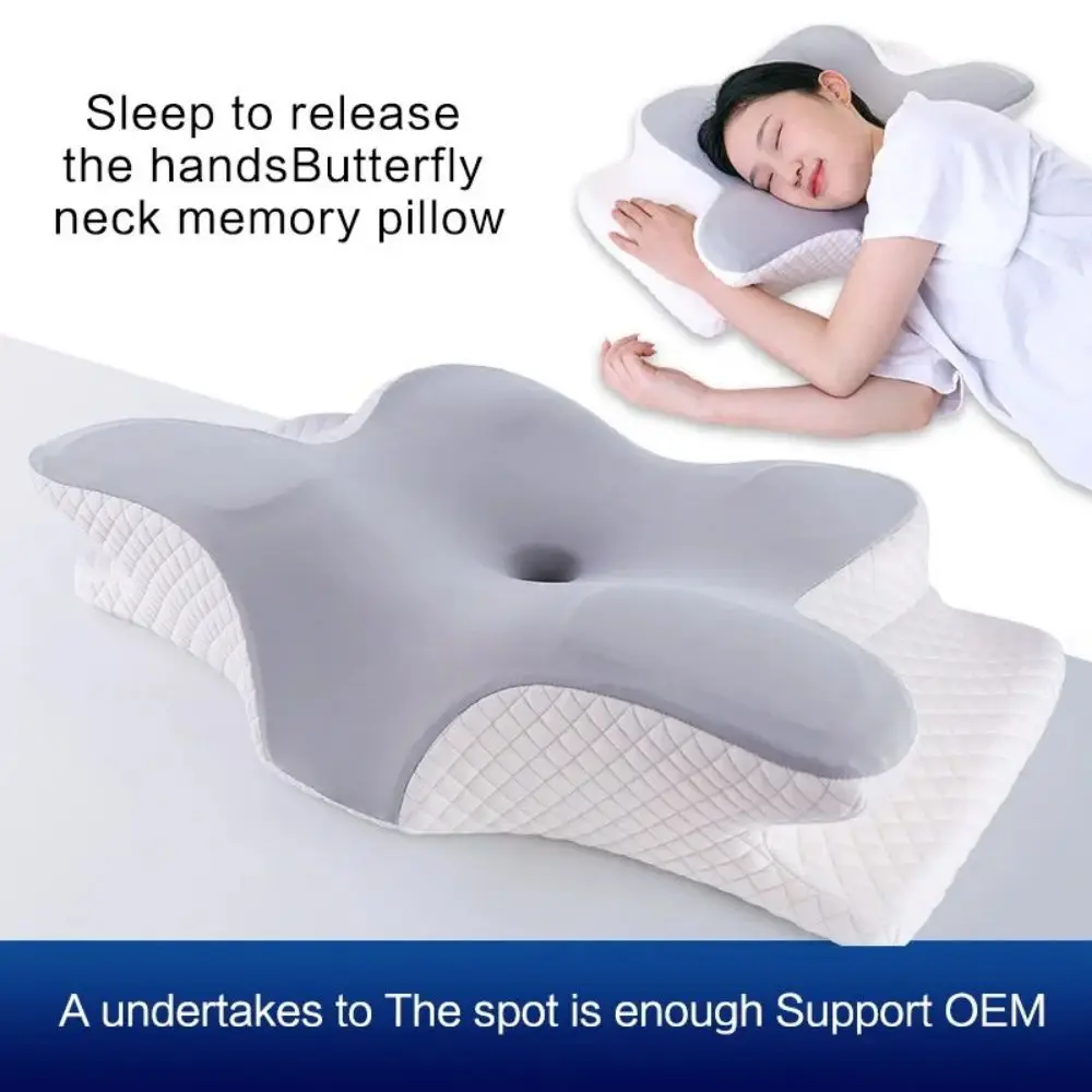 Memory Foam Pillows Butterfly Shaped Relaxing Cervical Slow Rebound Neck Pillow Pain Relief Sleeping Orthopedic Pillow Beding