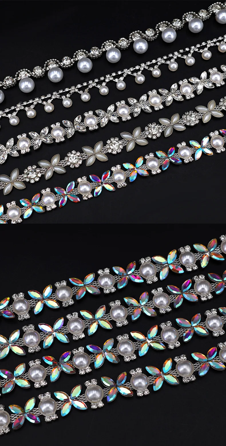 10 Yards Strass Sparkle Kristall Diamant Strass Perlenkette Kleidung Taschen Zubehör DIY Hochzeit Party Geschenk Dekoration – Detail 3