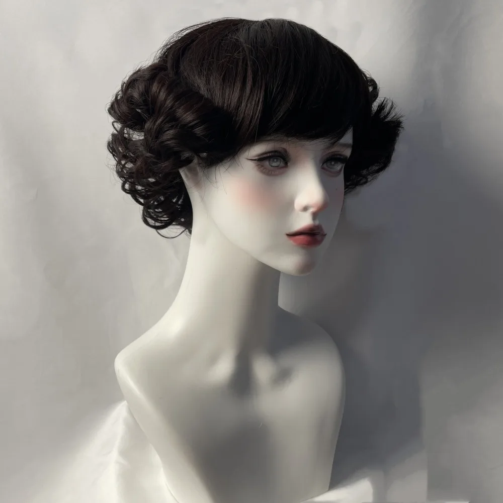 Women's Wig Whole Wig for Middle-aged Elderly People Black Short Curly Hair Mom Daily Wig Full Head Cover Synthetic Hair