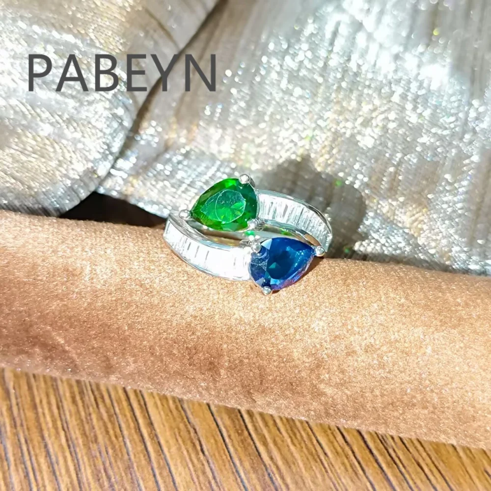 925 Sterling Silver Fashion Light Luxury Blue-green Water Drop Zircon Ring Birthday Party Anniversary Gift