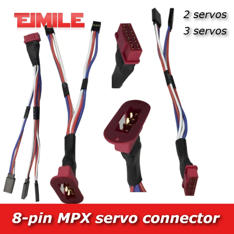 MPX 8-pin Servo Combo Extension Plug Male and Female Plug Cable 100Pin 20AWG 2-wire 3-wire Version for Fixed Wing RC Aircraft