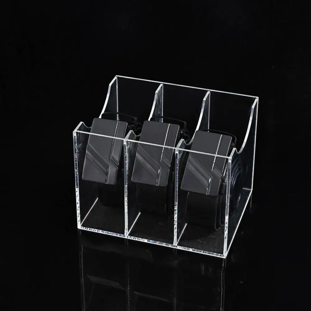 

Convenient 3 Grids Belt Storage Box Acrylic Multi Purpose Bow Tie Display Case Desktop Organizer Gift Watches Holder Home