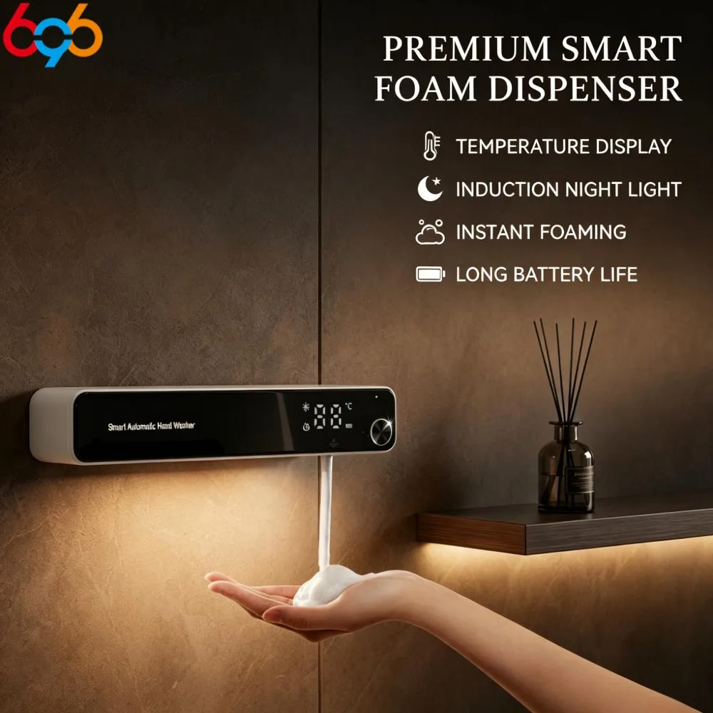 Auto Sensor Foam Hand Soap Dispenser  Built-in Night Light  Compact Knob Control  USB Charging  Household Family Use