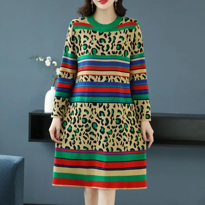 

winter new high-end sweater skirt women's belly medium and long dress foreign style age-reducing knitted women's clothing
