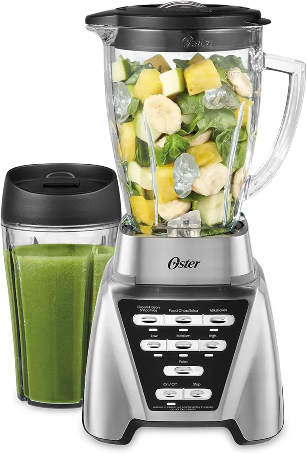 1200-Watt Smoothie Blender with Crushed Ice Capability, Brushed Nickel Finish, Includes Glass Jar & 24-Ounce Travel Cup, 7-Speed