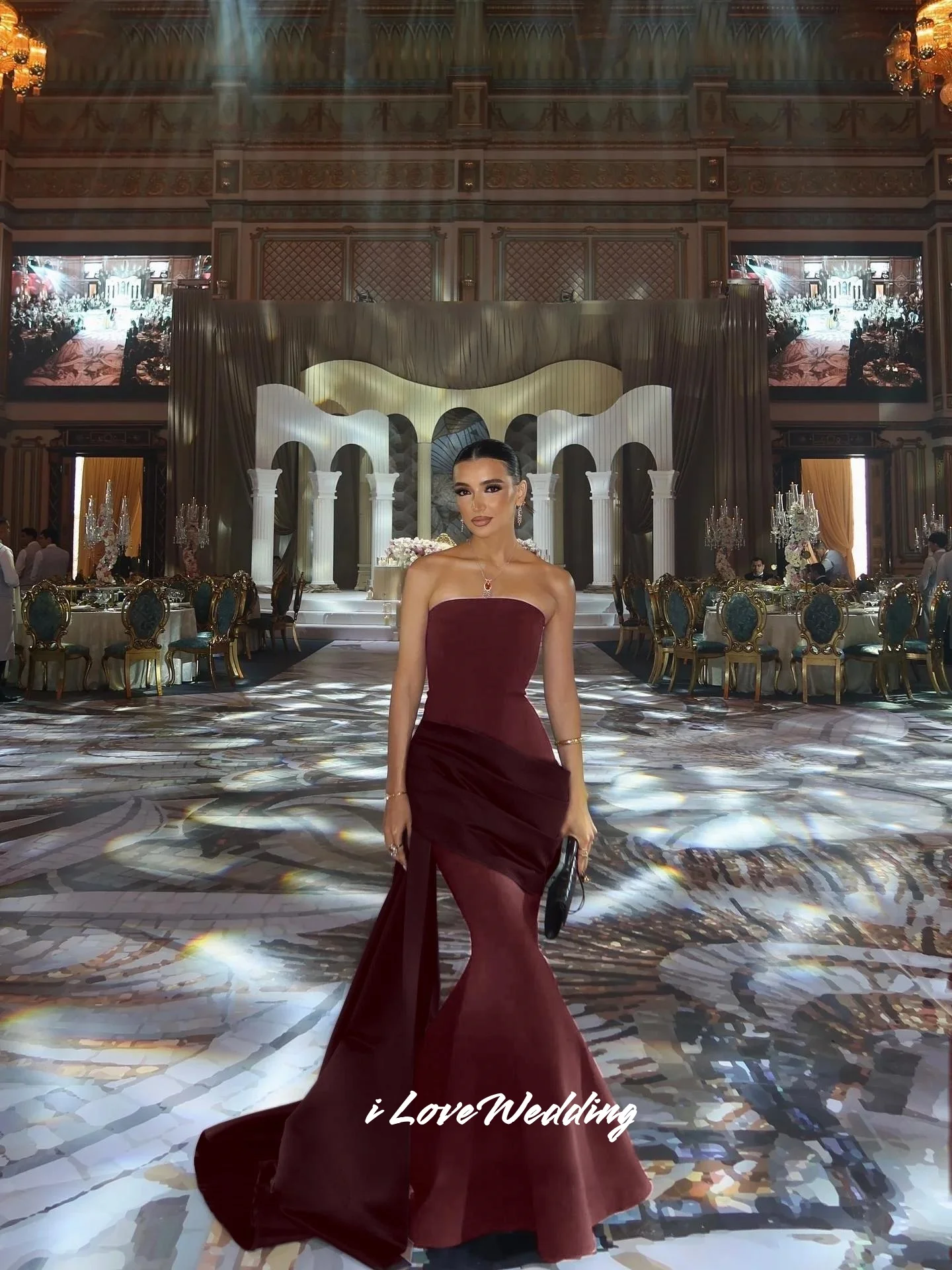 Brown Strapless Evening Dresses 2025 Sleeveless Mermaid Prom Dress Elegant Pleated Floor-Length Wedding Party Dresses Customized