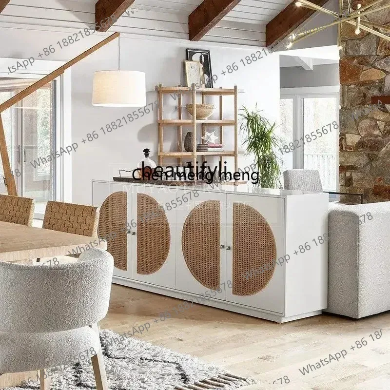 LHY26 ss New style NN American solid wood side cabinet multi-functional restaurant locker rattan, foyer wall storage cabinet ss