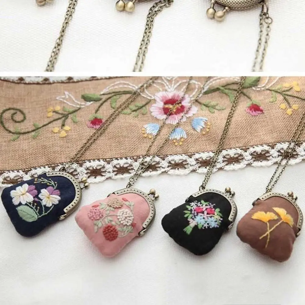 DIY Embroidery Kit of Necklace Mini Bag Needlework Handmade Cross Stitch Embroidery Car Pendant Sewing Art Craft Home Decor