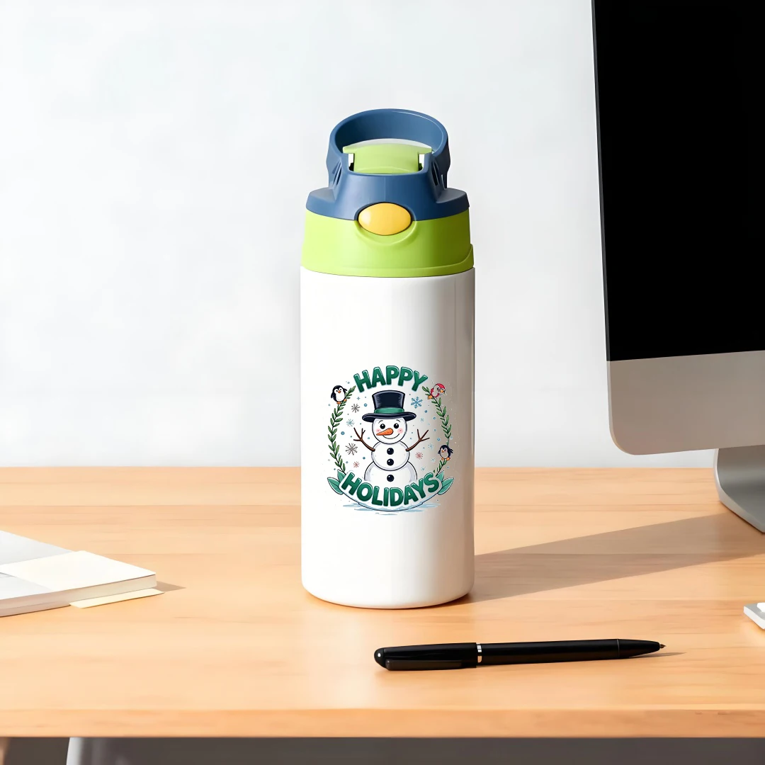 304 الفولاذ المقاوم للصدأ كوب معزول الكرتون ثلج كوب بقشة الاطفال زجاجة ماء محمولة الاحتفاظ الحراري عيد الميلاد نعم جديد #5