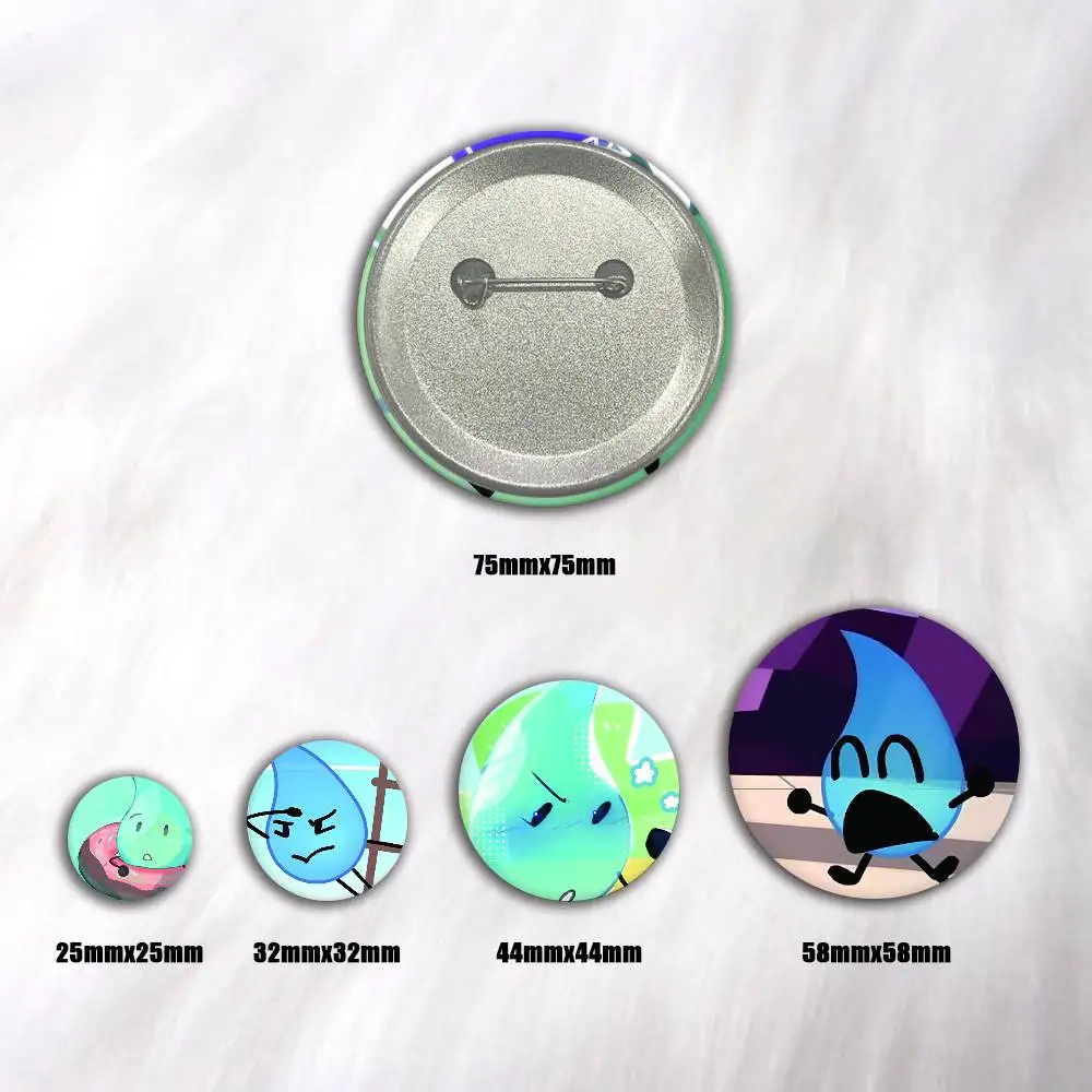 Teardrop Cartoon B-BFDI Pins Badges Round Laser Badge Brooch Clothes Backpack Accessories