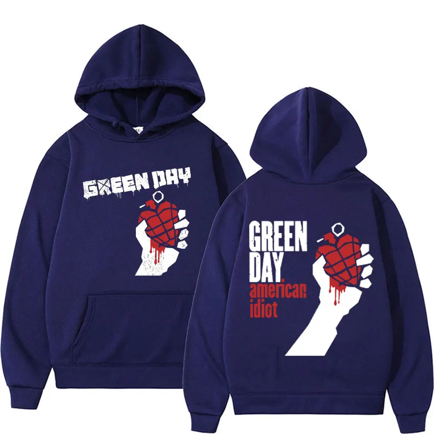 Rare Punk Band Green Day American Idiot Print Hoodie Mens Clothing Gothic Harajuku Vintage Sweatshirt Male Casual Fleece Hoodies