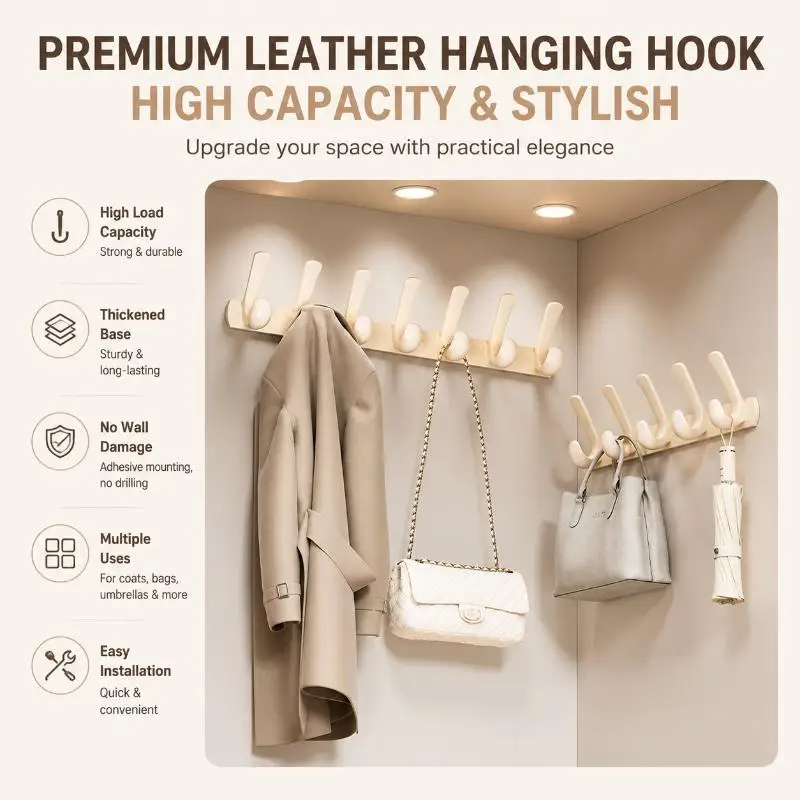 Cream White Over The Door Hook Rack 6 Sturdy Hooks No Drill Installation For Bedroom Bathroom Entryway Storage
