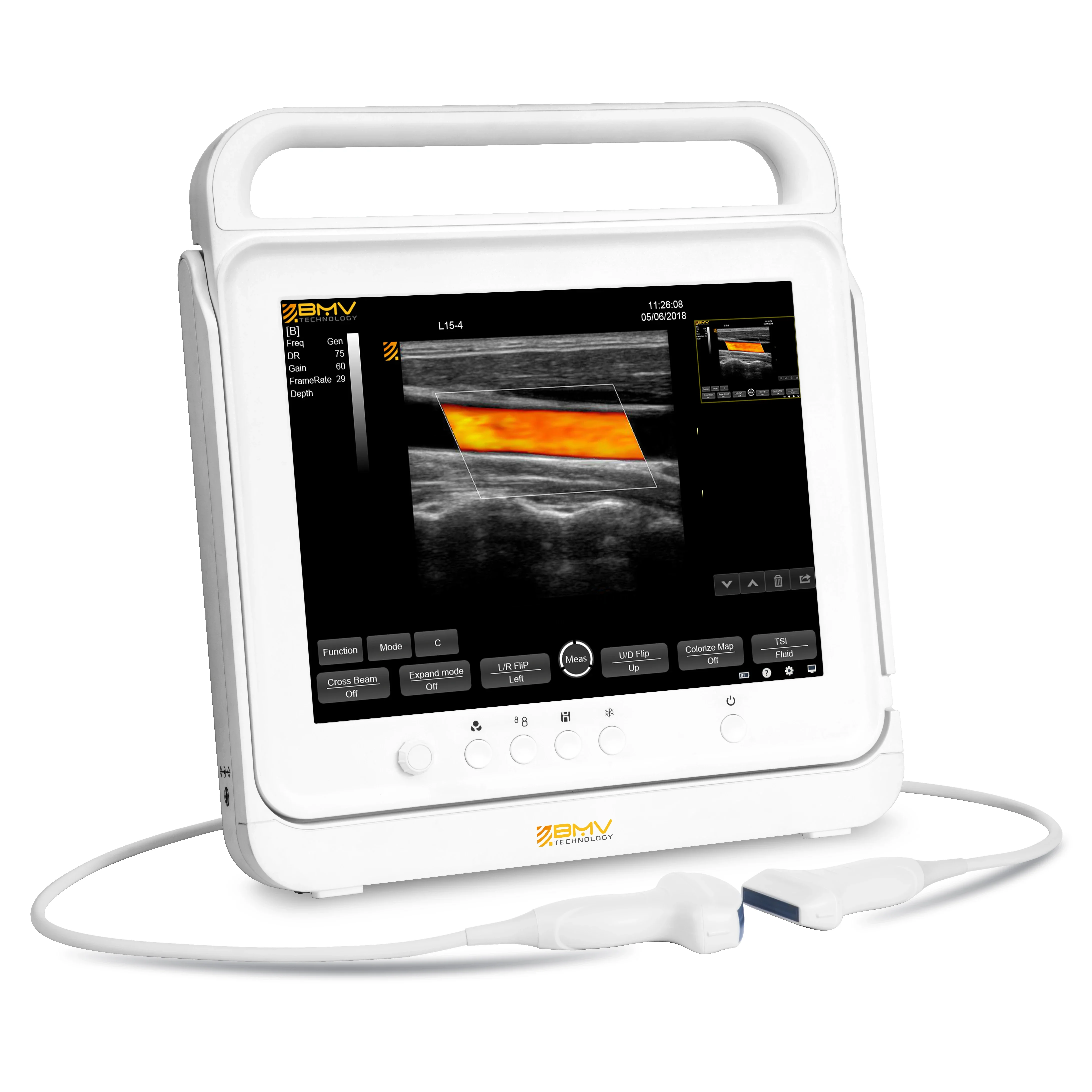 pet bovine equine human use touchscreen echosonogram support rectal and microconvex probe