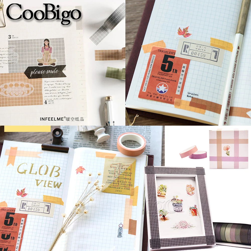 8pcs/set Retro Solid Color Basic Decoration Washi Tape Set DIY Scrapbook Journal Sticker Masking Tape Kawaii School Supplies