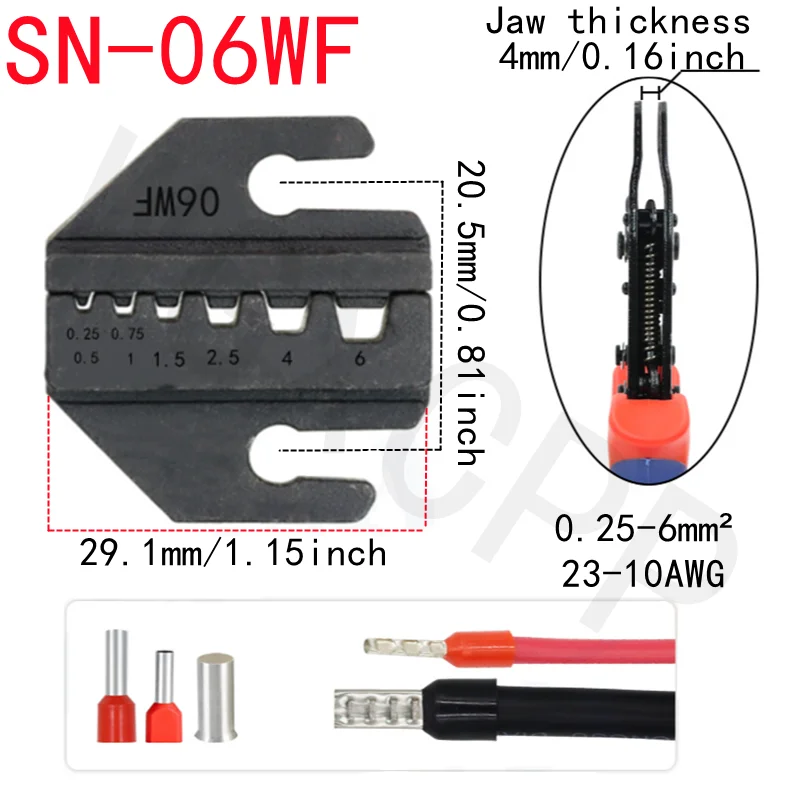 SN-48B Tool Kit for Crimping Pliers, Alloy Steel Jaws, 0.25-6mm ²， Tubular Terminal, 2.8/4.8/6.3mm Male Female Docking Terminal