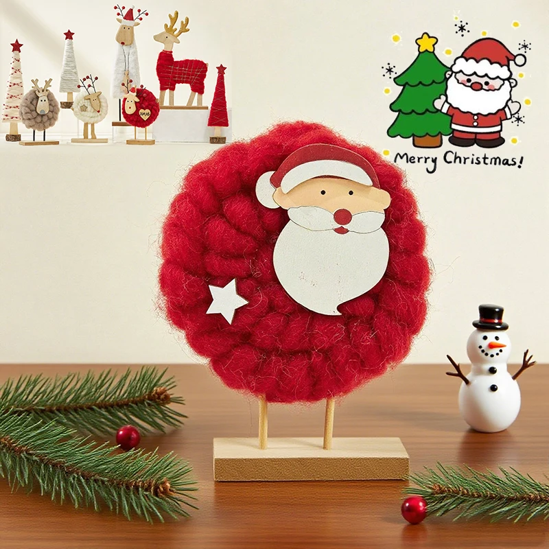 

Nordic Style Wool Felted Christmas Decorations Santa Claus Reindeer Elk Snowman Ornaments for Tree Tabletop Shop Display Gift