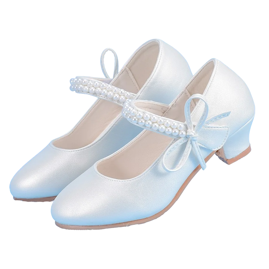 Mädchen-Prinzessin-Mode-High-Heels, weiß, ideal für Kleider, Aufführungen, Geburtstagsfeiern