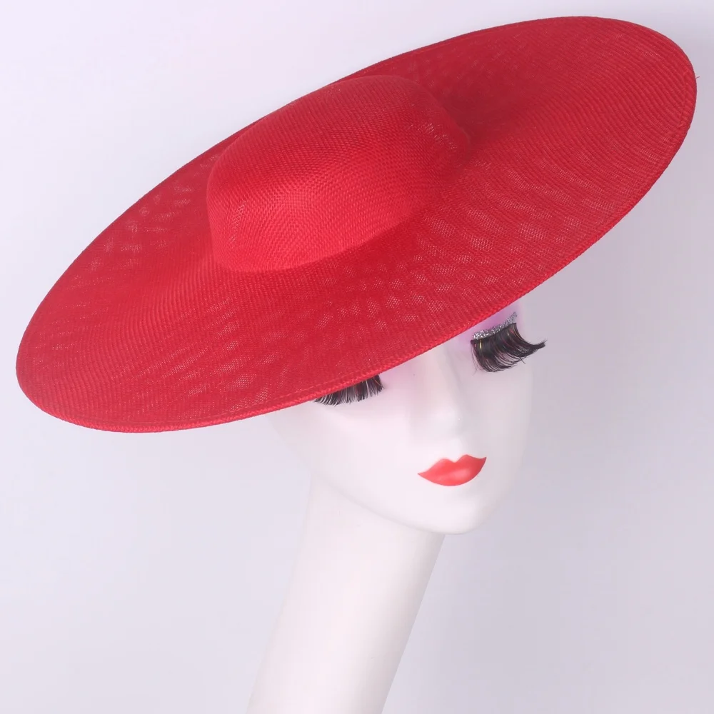 38CM Red Big Fascinator Base Women Wedding Derby Millinery Cap DIY Hair Accessories Bride Church Race Chapeau Cap Hat Supplies