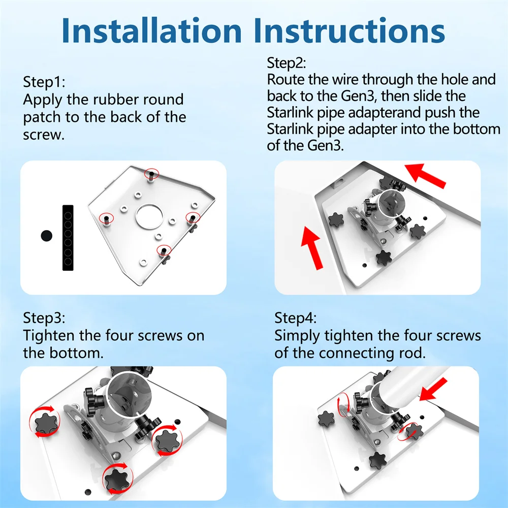 Starlink Gen 3 Pipeline adapter,Suitable for Starlink 3rd Generation Standard Disc,Rod/Plate Roof installation,Gen3/V3 Mount Kit