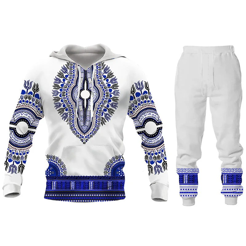 Lässige Hoodies Set 3D-Druck afrikanischen Vintage-Stil Paar Sportswear Anzug Hip Hop Langarm Set Herbst/Winter Herren bekleidung