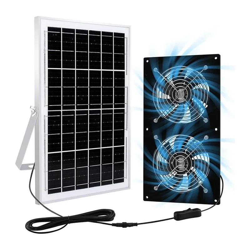 

【Limited Time Offer】High-Speed Brushless DC Solar Ventilation Fans& Powered Fan 2Pack With 15W Panel For Greenhouses