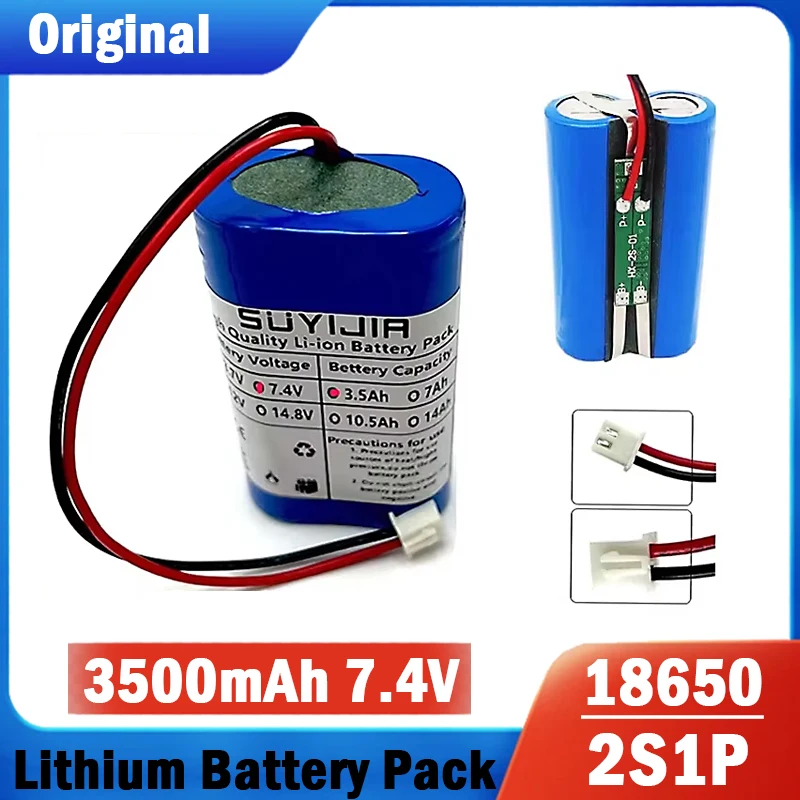 7.4V 3500mah 18650 Li-ion Battery 2S1P Backup Batteries Pack W/ BMS for Electric Toys Water Bullet Gun RC Car Truck Boat Toys