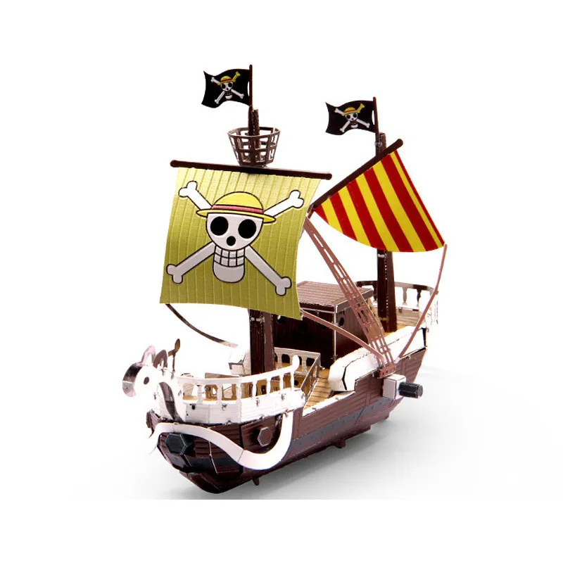 Gold pirate ship decoration. Adult 3D handmade gold color puzzle. DIY creative gifts. Birthday gifts. Home decorations