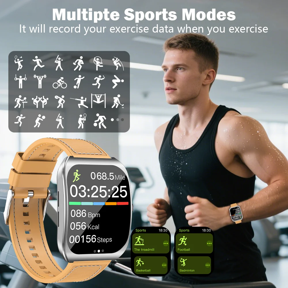 2025 جديد شاشة منحنية ساعة ذكية مساعد صوتي بلوتوث دعوة الرياضة عداد الخطى لنظام أندرويد IOS رجل امرأة Smartwatch