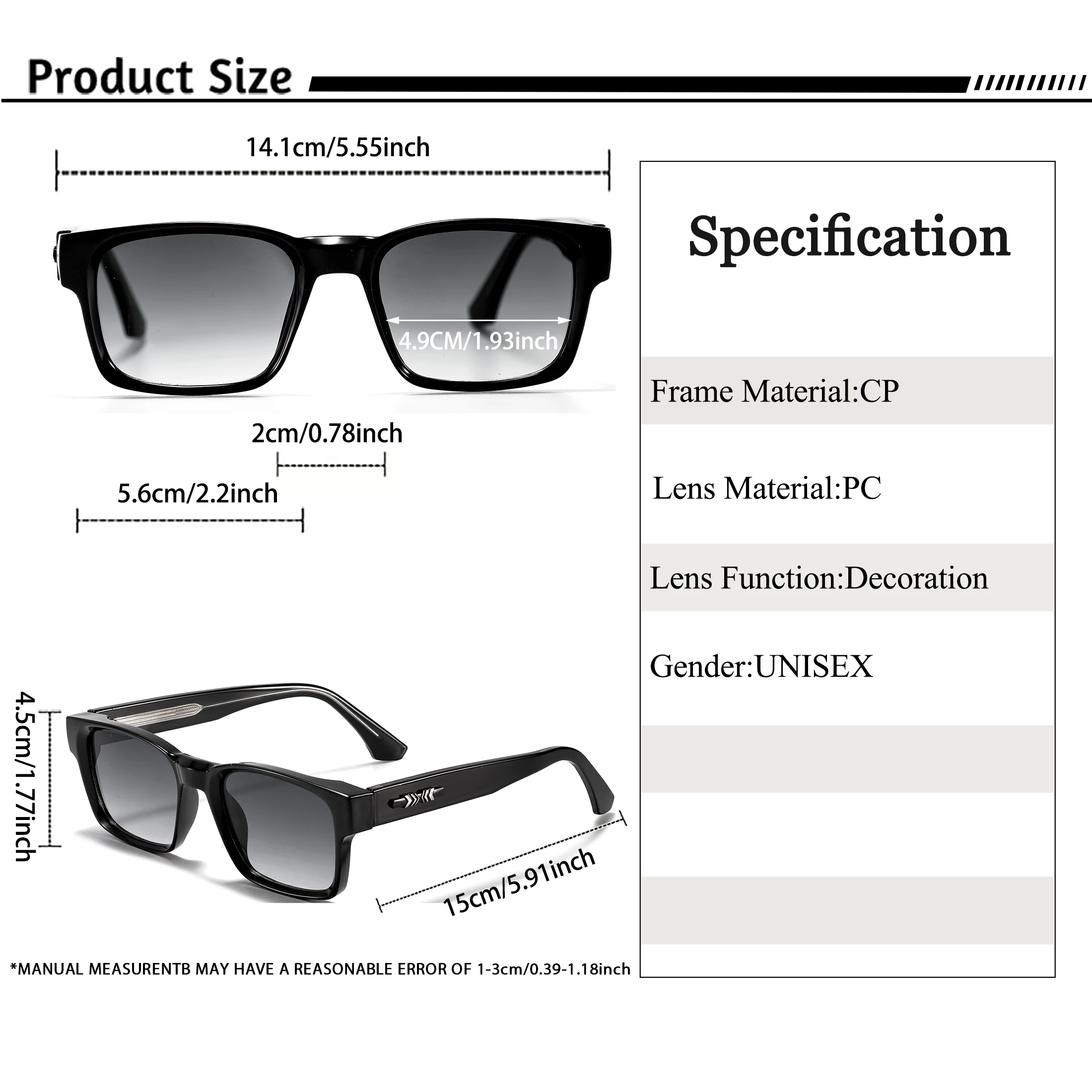 1/2/3 قطعة HBK بالجملة الرجال النظارات الشمسية إطار سميك موضة مربع التدرج عدسة نظارات شمسية للصيف في الهواء الطلق حفلة الشاطئ