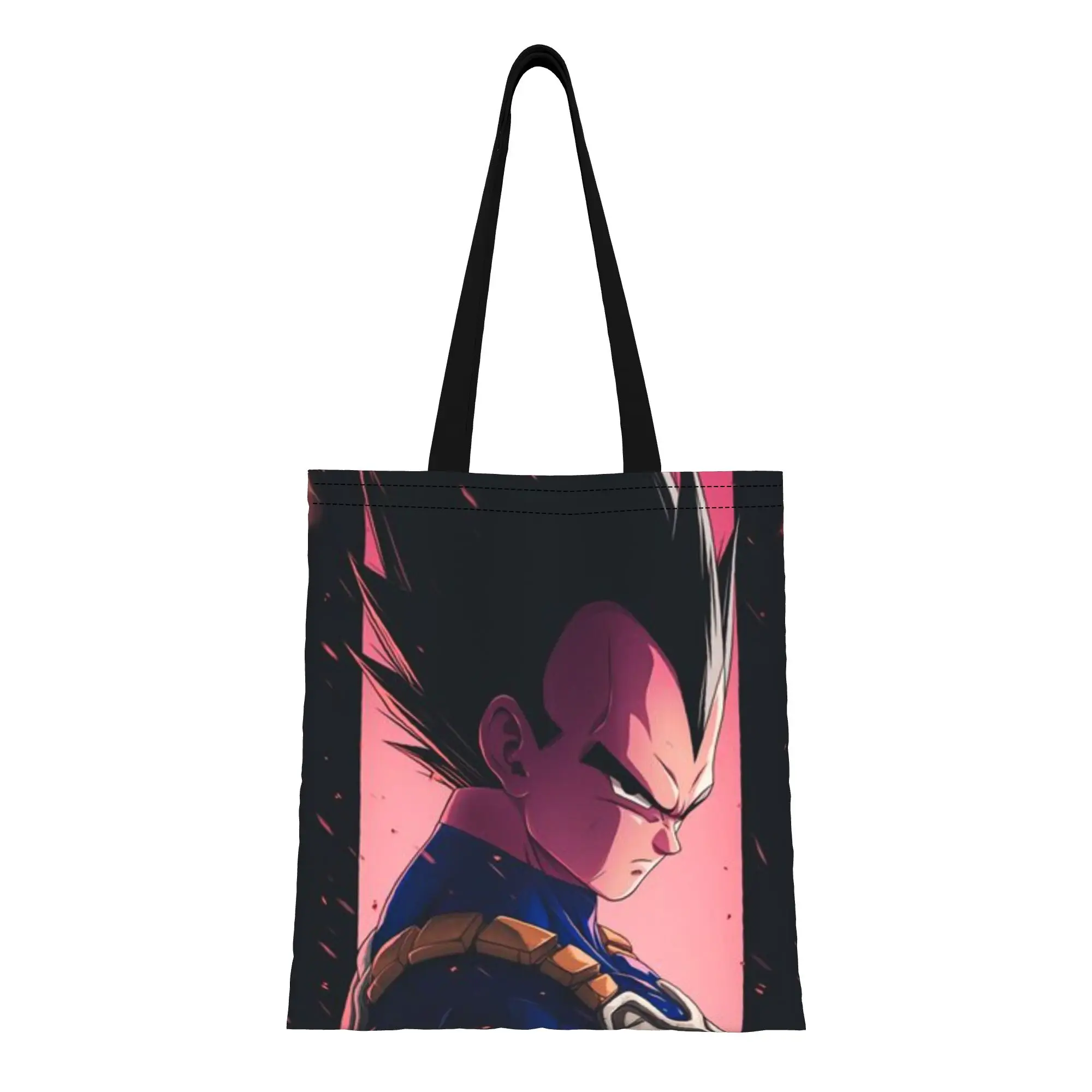 

Сезон «Снова в школу»: прочная холщовая сумка-тоут с изображением Вегеты из аниме, идеально подходит для активного отдыха, женская сумка с верхней ручкой.