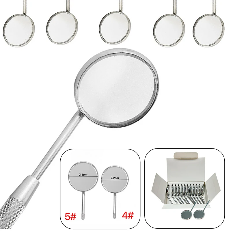12Pcs/Box Dental Mouth Mirror Head Stainless Steel Intraoral Oral Mirror for Inside Mouth Dentist Oral Teeth Exam Mirror #4/#5