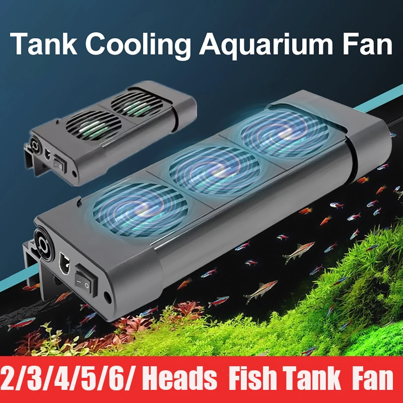2/3/4/5/6 Fan Heads Silent Fish Tank Cooling Fan 135°Rotation Aquarium Cooling And Heat Dissipation Automatic Cooling Fan