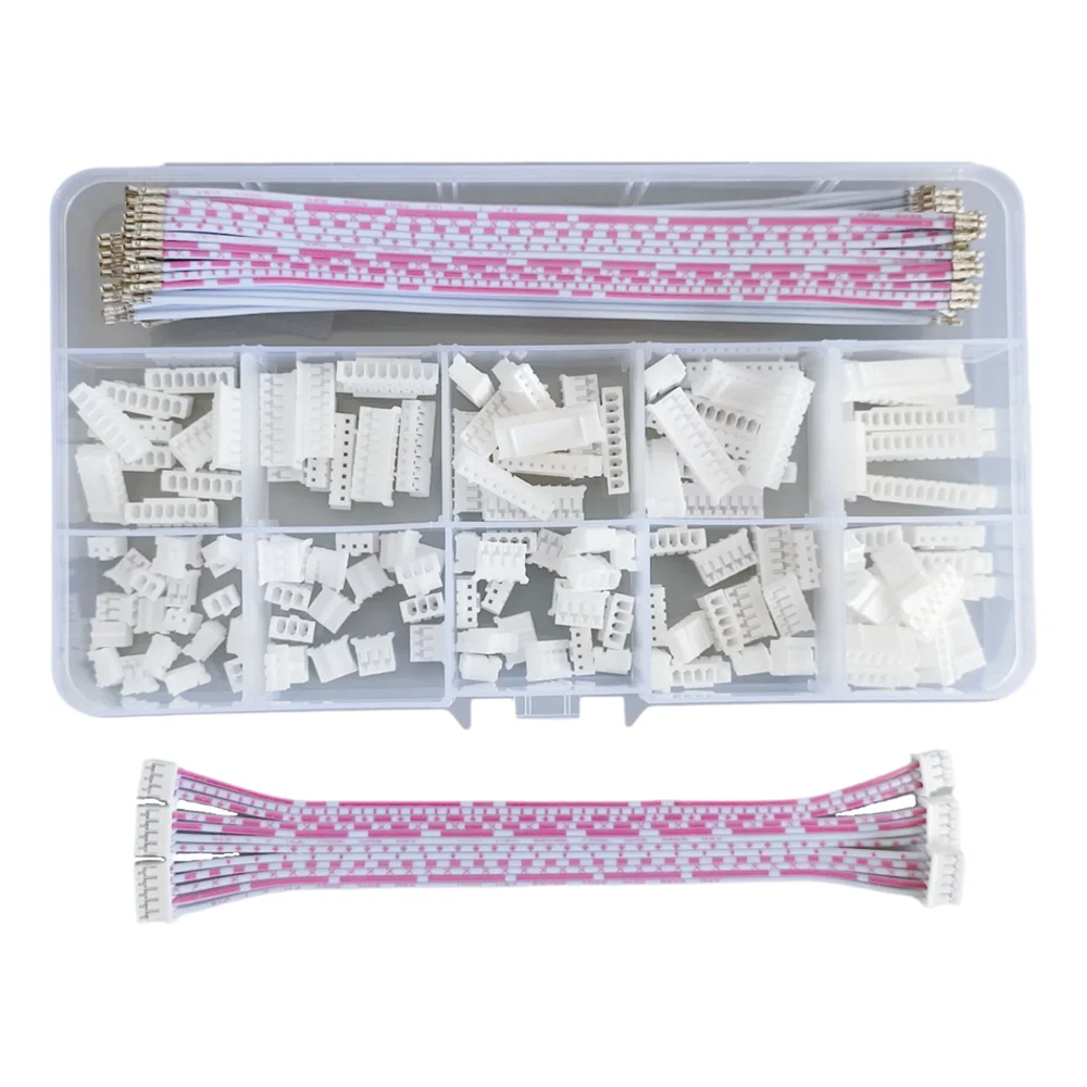 1Box PH 2.0mm Connector Socket Kit with Double Pre-Crimped Red And White Flat Line Various Pin Housing Adapter Options Available