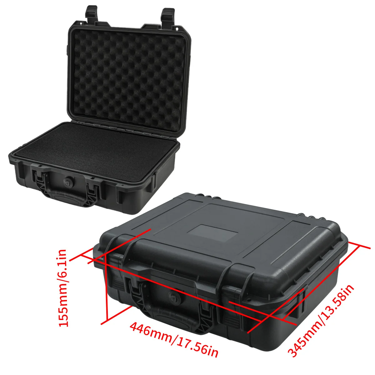 1 Waterproof Heavy-duty Protective Toolbox with Pre Cut Sponge Inserts - Durable Plastic, Shockproof Equipment Storage Box