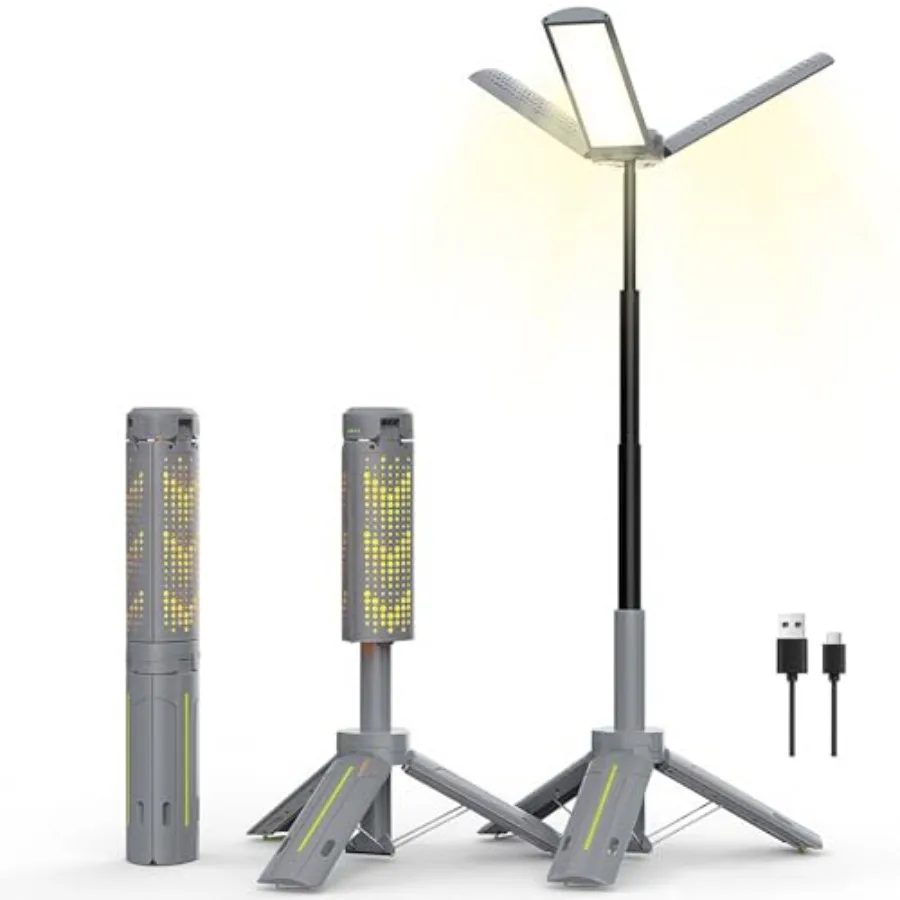 

40 Telescopic Camping Light with Stand 8000mAh Rechargeable LED Work Light Camp Lantern 1000LM Portable Tripod Lamp 20H Runtime