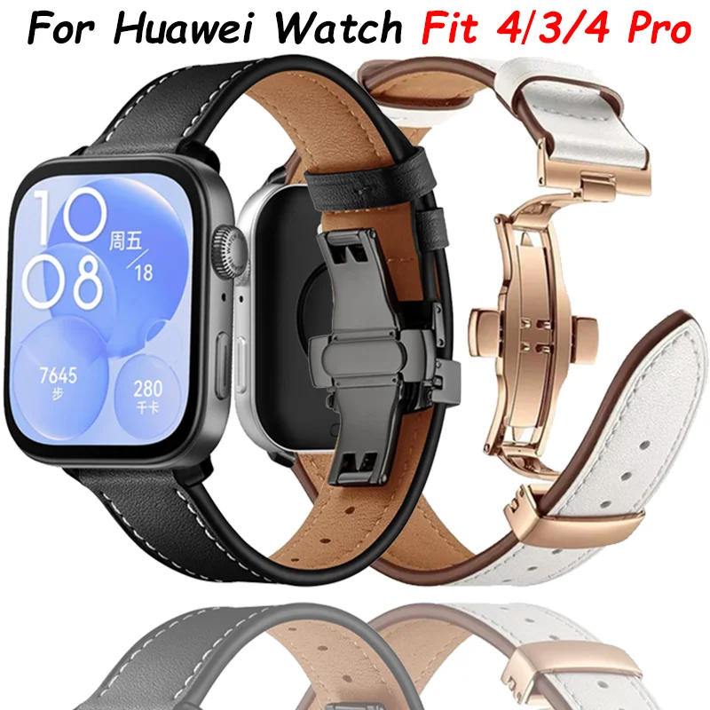 

Ремешок из натуральной кожи для Huawei Watch Fit 4/4 Pro, классический деловой стиль, сменный дышащий браслет для Huawei Watch Fit 3 Correa