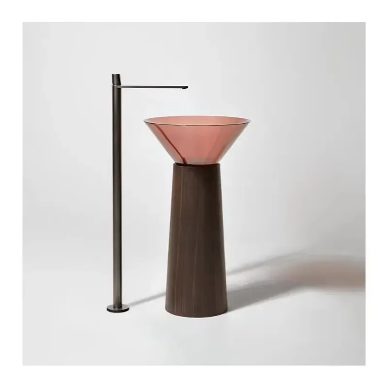 Modern Translucent Crystal Resin Freestanding Bathroom Basin Polished Sink for Villa Hotel New Design Style