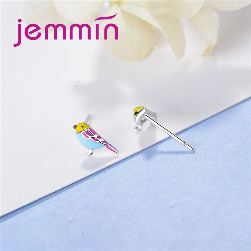 New Arrival Colorful Bird Design Women Small Stud Earrings For Sale Fashion 925 Sterling Silver Mini Style Jewelry view 5