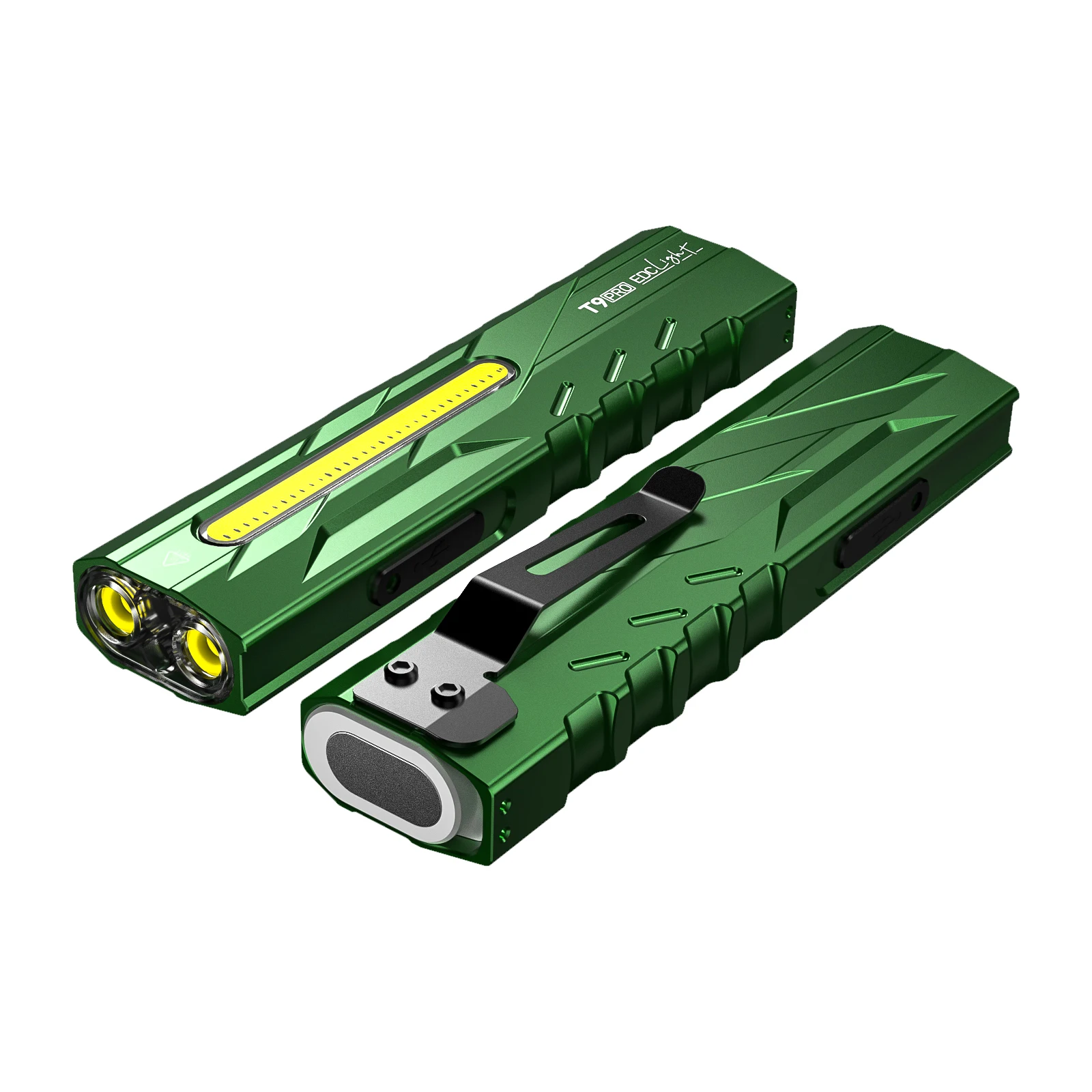 For T9 Outdoor Aluminum Alloy Multifunctional Waterproof IP33 LED Worklight USB Type-C Rechargeable COB Flashlight 400-500M