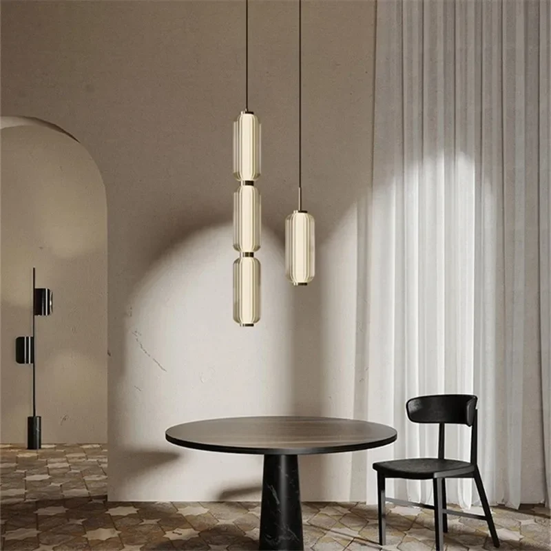 Aromas pendant light minimalist long glass staircase light American retro Restaurant light foyer exhibition hall Artistic lamp