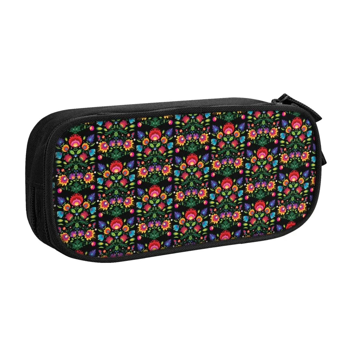 Cute Custom Polish Folk Floral Pencil Case for Boys Gilrs Poland Flowers Art Large Storage Pen Box Bag School Supplies