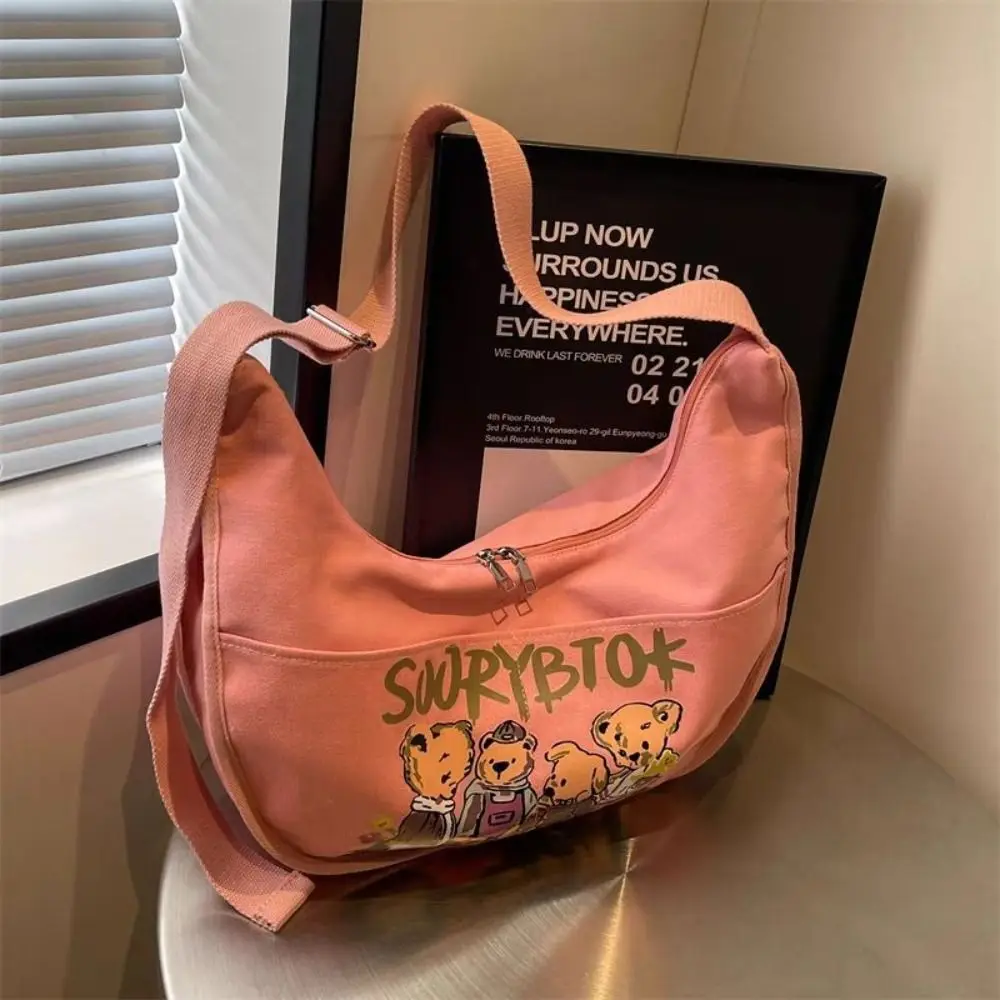 High Capacity Canvas Handbag Cute Winnie The Pooh Dumpling Shape Anime Shoulder Bag Crossbody Bag Daily Matching