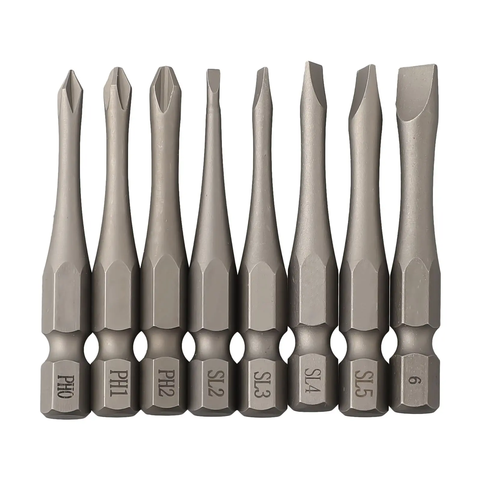 1pc 50mm Slotted Cross Screwdriver Bits PH1 PH2 PH3 SL3 SL4 SL5 SL6  Alloy Steel 1/4Inch Hex Electric Screwdriver Bit Power Tool