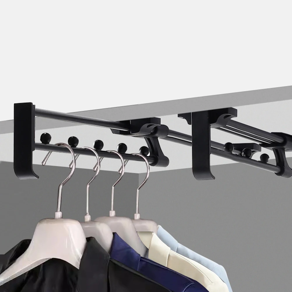 Closet Rod Wardrobe Hanging Rod Loading Adjustable Clothes Rails Space Saving Closet Organizer Retractable Clothes Hanger Rack