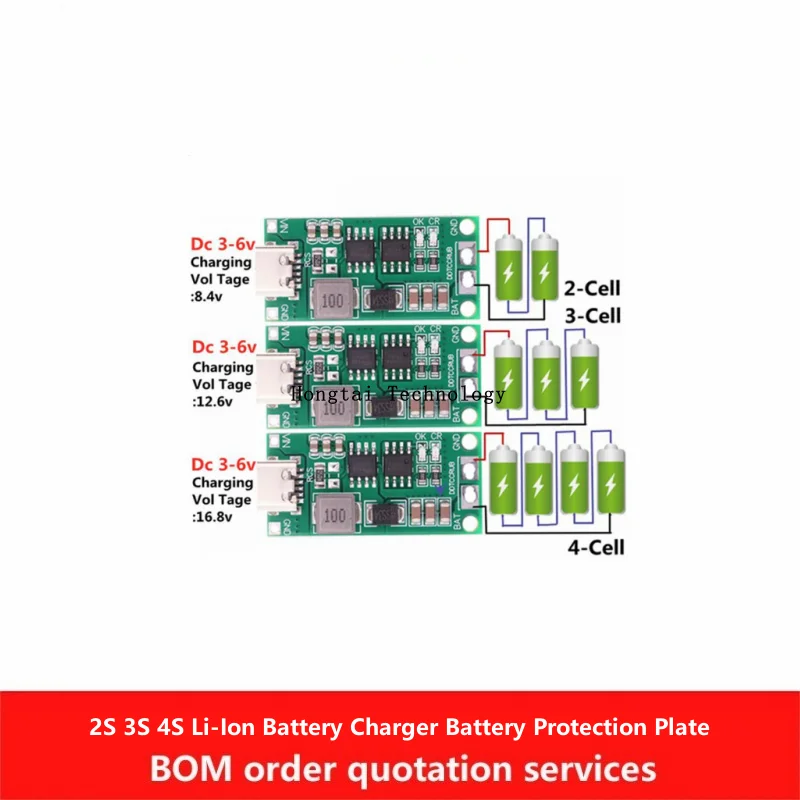 2S 3S 4S 18650 Li-ion Battery Charger Battery Protection Board TypeC USB Boost Charging Board DC3V-5V