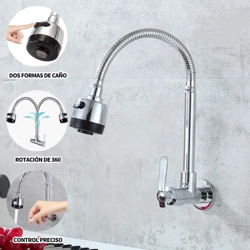 

Кухонный смеситель, настенное крепление, 2 функции, смеситель для раковины с горячей и холодной водой, вращающийся на 360 градусов смеситель-распылитель, аксессуар для ванной комнаты