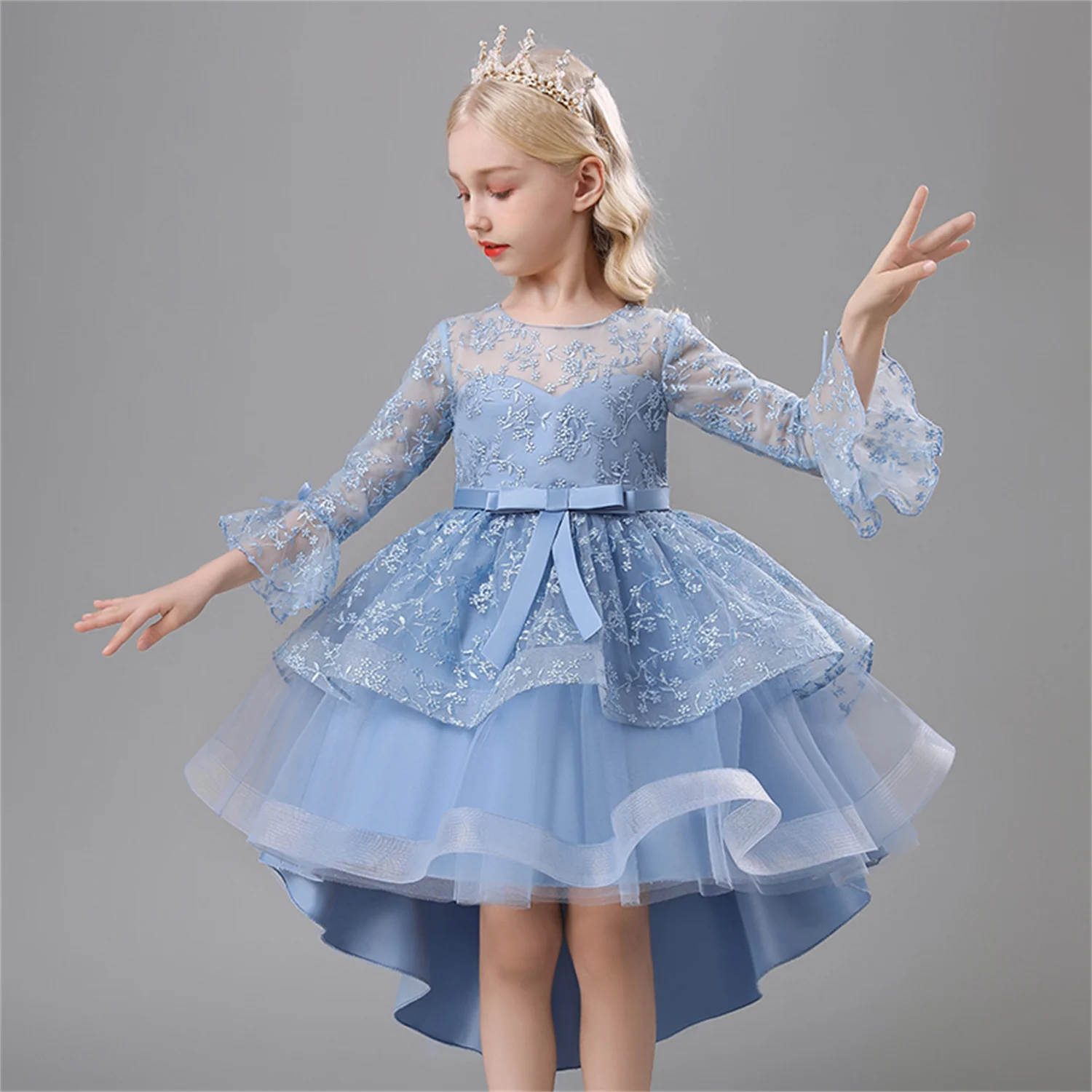 Flower Girls Princess Dresses Baby Wedding Christmas Party Trailing Dress Teenager Children Kids Elegant Vestidos For 3-12Years